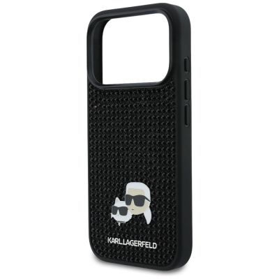 6. Karl Lagerfeld Rhinestones Karl&Choupette Pin Case for iPhone 17 Pro - Black