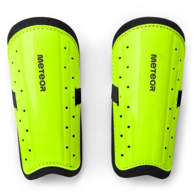 6. Meteor L football shin guards white