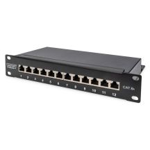 Digitus Patch Panel 10'' 12x RJ45, LSA level, cat.6A, shielded, 1U, black, cable guide