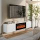 7. LARA TV cabinet 183x35x37 white matt + black fireplace