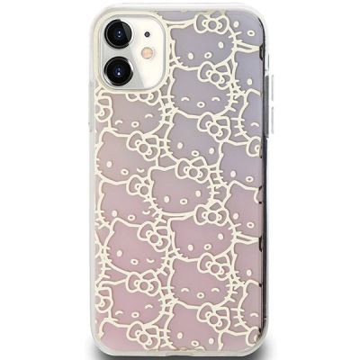 3. Hello Kitty IML Gradient Electrop Crowded Kitty Head Case for iPhone 11 / Xr - Pink