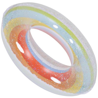 SWIMMING RING 90CM RAINBOW GLITTER ORANGE 35644