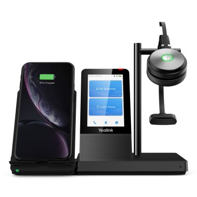 4. Yealink WH66 Mono UC Headset Wireless Headband Office/Call Center USB Type-A Bluetooth Charging Stand Black