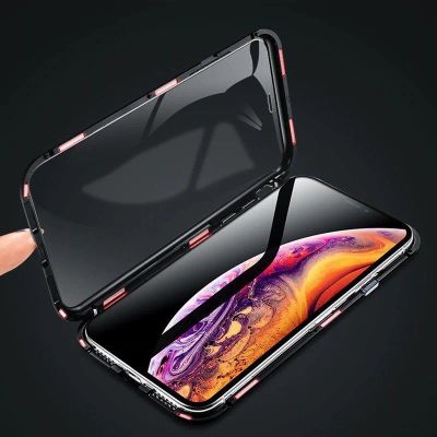 12. Wozinsky Full Magnetic Case Full Body Front and Back Cover with built-in glass for Samsung Galaxy A72 4G black-transparent