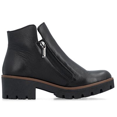 2. Women's leather ankle boots with a block heel, black, Rieker 79254-00