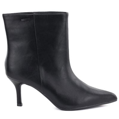 7. Women's leather ankle boots with low heels, black Big Star UU274492