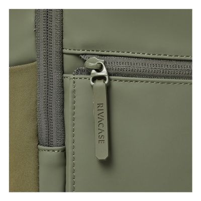 14. Rivacase Eden Backpack Travel Backpack Olive Waxed Leather (Pull Up), Polyester, Recycled Polyethylene Terephthalate (rPET)
