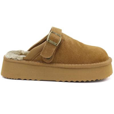 6. Women's leather insulated flip-flops on a camel platform, Big Star UU274696
