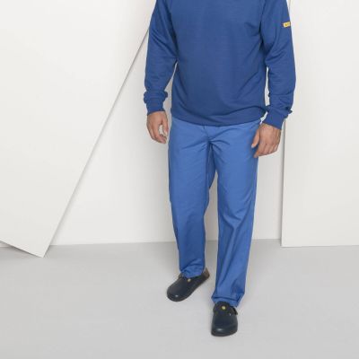 3. Birkenstock Boston ESD Blue women's clogs, natural leather, narrow slippers (0061388)