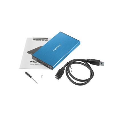 6. NATEC Rhino Go NKZ-1280 Hard Drive Case (2.5"; USB 3.0; Aluminum; Blue)