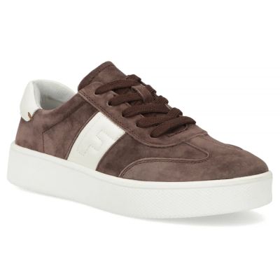 Women's leather sneakers on a brown platform Filippo DP7533