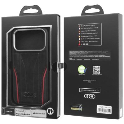 10. Audi R8 Genuine Leather MagSafe Case for iPhone 17 Pro - Black and Red