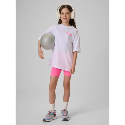 4. Girls' loose T-shirt with print 4F 4FJRSS26TTSHF3910-10S