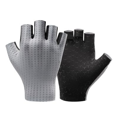 Rockbros Breathable Short Finger Cycling Gloves, Size: XL - Gray