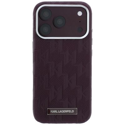 3. Karl Lagerfeld Grained Mono Resin Logo MagSafe Case for iPhone 17 Pro Max / 18 Pro Max - Burgundy