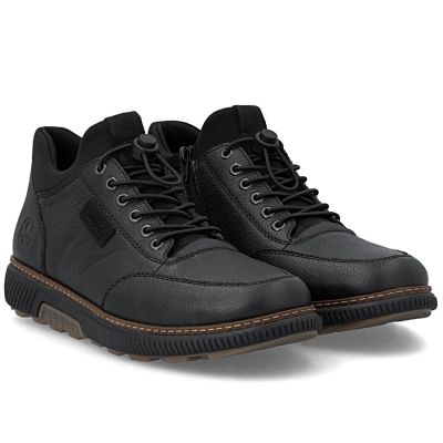 10. Men's leather ankle boots, warm and comfortable, black, Rieker B3356-00