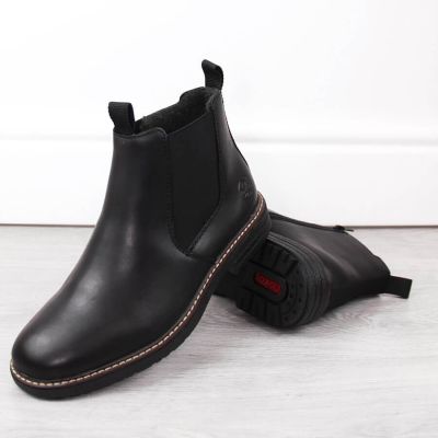3. Rieker M RKR634 comfortable insulated leather ankle boots, black