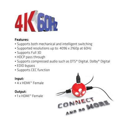 4. CLUB3D HDMI 2.0 UHD SwitchBox 4 Ports