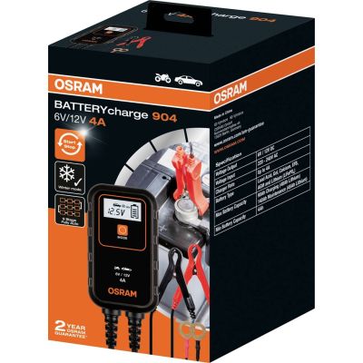 6. BATTERYcharge 904 charger, charging voltage: 6/12 V OSRAM, charging current: 4A, supply voltage: 230V, battery type: AGM/Li-Ion/VRLA