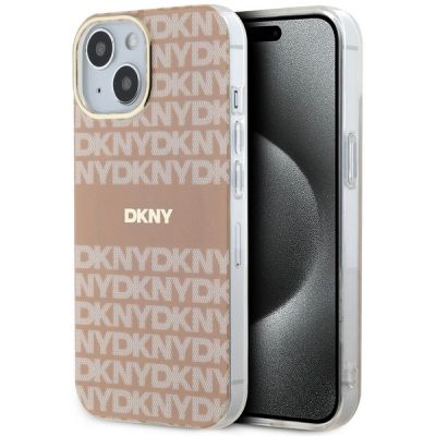 9. DKNY IML Mono & Stripe MagSafe case for iPhone 15 / 14 / 13 - pink