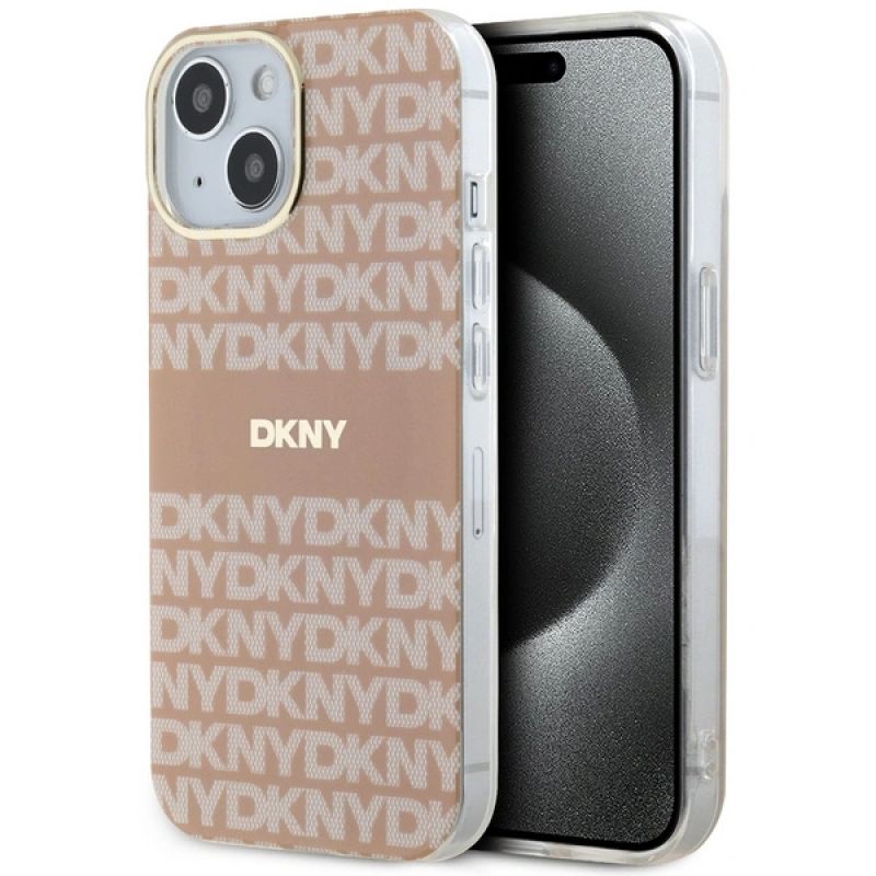 9. DKNY IML Mono & Stripe MagSafe case for iPhone 15 / 14 / 13 - pink