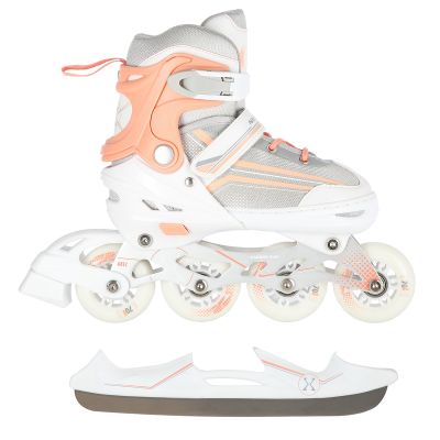 12. NILS Extreme NH18190 2in1 roller skates, white and pink, size L (39-43), with replaceable HOCKEY blade