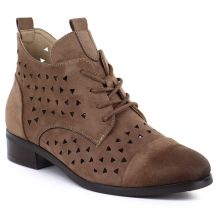 Women's openwork suede ankle boots, dark beige, Filippo 58620
