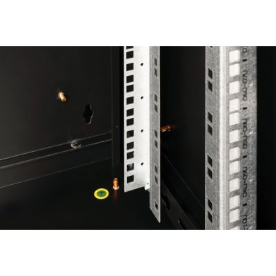39. Unique 19" 12U wall-mounted network cabinet 600x450, glass door, black, undivided, assembled, 100kg