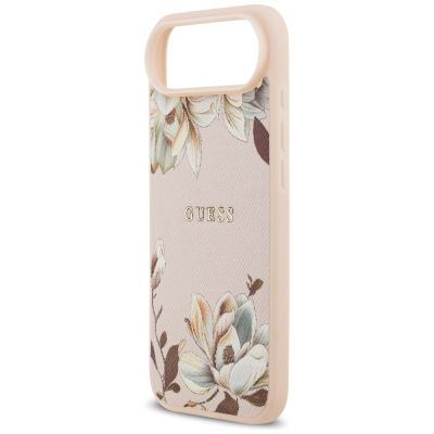 6. Guess Grained Flowers Classic Logo MagSafe iPhone Air Case - Pink