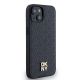 4. DKNY Leather Monogram Pattern Metal Logo MagSafe Case for iPhone 15/14/13 - Black