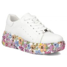 Leather platform sneakers with white floral print Filippo DP7507