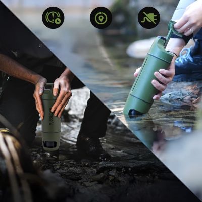 2. Extralink PURISOO+ BOTTLE WITH FILTER SYSTEM WITH PUMP 400ML UF + ACF FILTER Water filter bottle 0.4 l Green, Olive