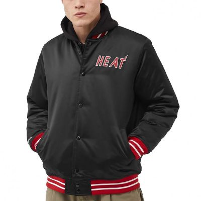 Mitchell & Ness NBA Heavyweight Satin Jacket Miami Heat M OJBF3413-MHEYYPPPBLCK