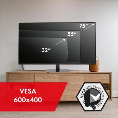 16. MACLEAN UNIVERSAL TV STAND FOR TV CABINET, MAX. 40KG, MAX. VESA 600X400, FOR TV 32-75" MC-386