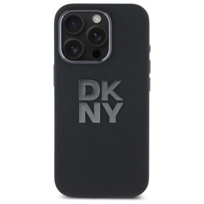 3. DKNY Liquid Silicone Metal Logo iPhone 16 Pro Case - Black
