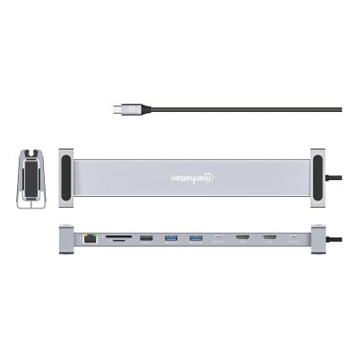 2. Manhattan 190398 Wired Docking Station USB 3.2 Gen 1 (3.1 Gen 1) Type-C Gray