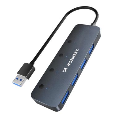 2. USB-A Hub Wozinsky WHS080YSS 4 x USB-A 3.0 with individual switches, aluminum, with 30 cm cable - gray