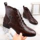 16. Filippo W PAW478B brown patent leather ankle boots with insulated crocodile skin