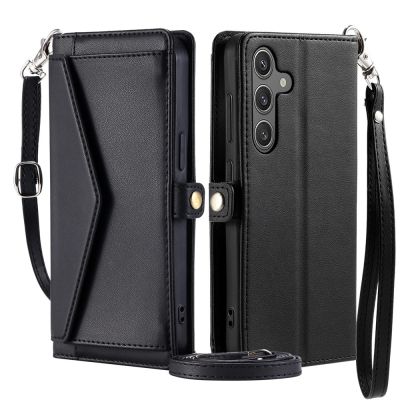 Samsung Galaxy A56 5G Leather Wallet Case with Stand Function and Straps - Black