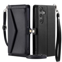Samsung Galaxy A56 5G Leather Wallet Case with Stand Function and Straps - Black