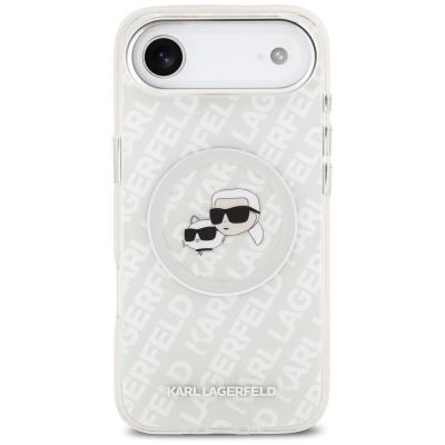 3. Karl Lagerfeld IML Glitter Karl&Choupette Heads Logo MagSafe Case for iPhone Air - Gray