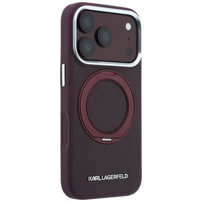 4. Karl Lagerfeld Ring Stand 360 Saffiano Classic Logo MagSafe case for iPhone 18 Pro Max / 17 Pro Max - burgundy