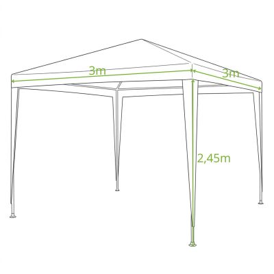 5. GARDEN TENT PAVILION PE 3x3x2.45M WHITE SASKA GARDEN