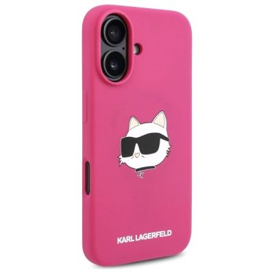 4. Karl Lagerfeld Silicone Choupette Head Print MagSafe iPhone 16 Case - Fuchsia