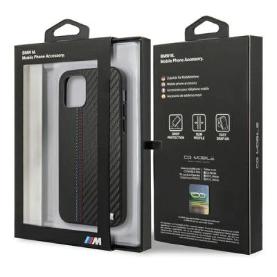 8. BMW M Collection PU Carbon Stripe Case for iPhone 12 mini - Black