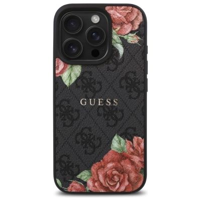 3. Guess GUHMP16XP4ROPEMCK iPhone 16 Pro Max 6.9" black/black hardcase 4G Flowers Print MagSafe