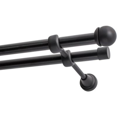 Double Curtain Rod Ø 19 mm Black 320 cm Ball Finial MAX KOWALSKI
