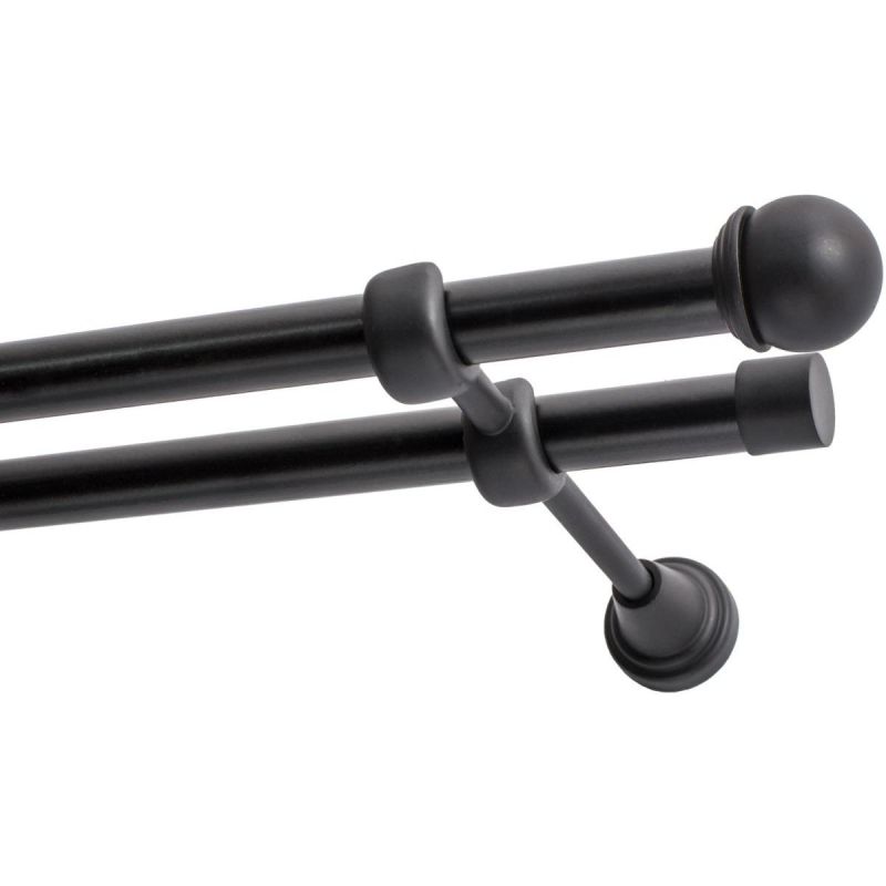 Double Curtain Rod Ø 19 mm Black 320 cm Ball Finial MAX KOWALSKI