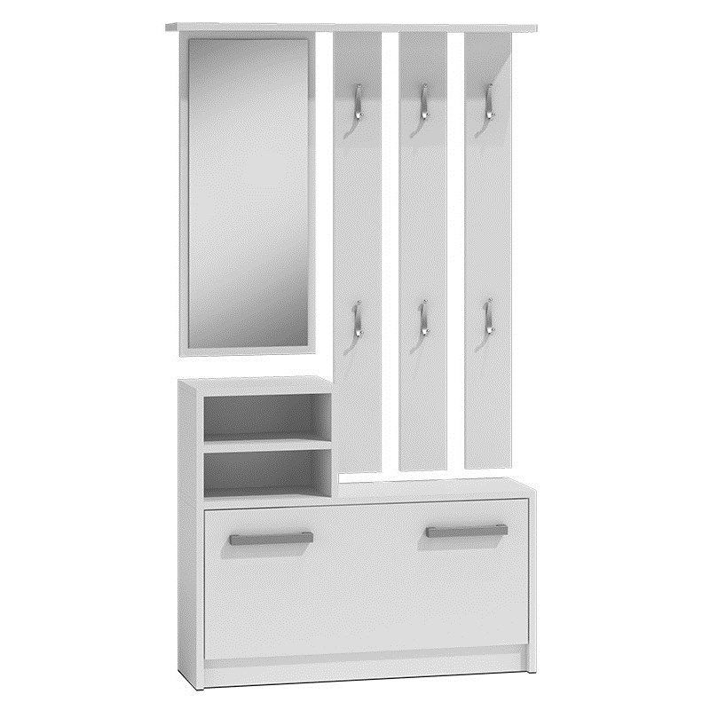 WARDROBE - CABINET, MIRROR, HANGER / WHITE GB1