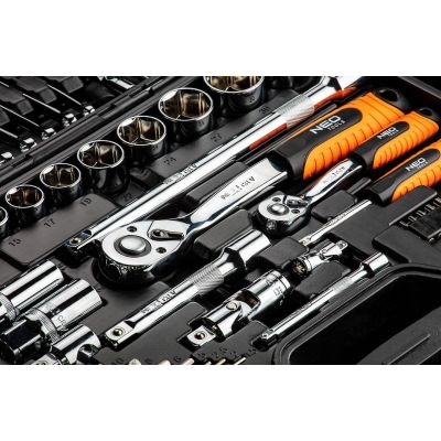 6. Neo Socket wrenches 1/4" 1/2" set 77 pcs CrV 08-915